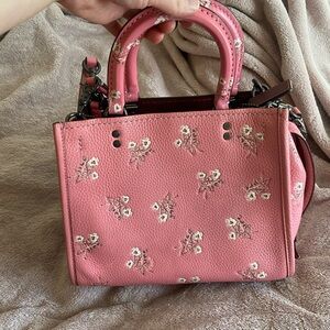 Coach rogue 25 with Floral Bow bright pink purse with shoulder straps
